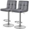 Yaheetech 2pcs Adjustable Modern Velvet Swivel Bar Stool with Backrest And Large Pedestal Base - 2 of 4