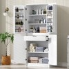 Zeus & Ruta 72" Tall Farmhouse Kitchen Pantry Cabinet with 8 Door Shelves, 3 Adjustable Shelves & Hidden Drawer - 3 of 4