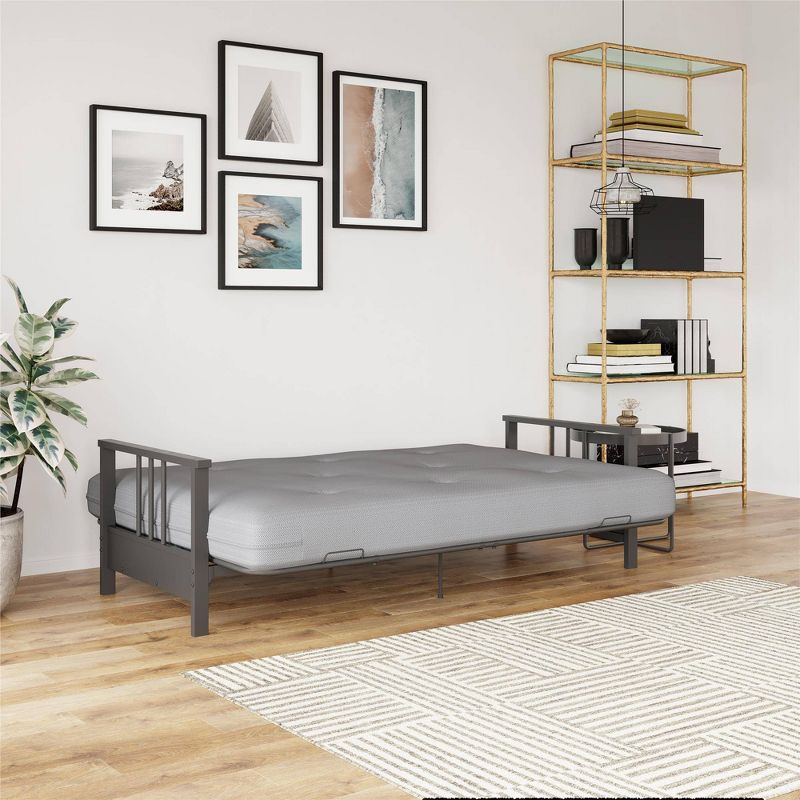 Full Anders Metal Arm Futon with 6&#34; Poly Knit Mattress Gray - Room &#38; Joy, 5 of 14