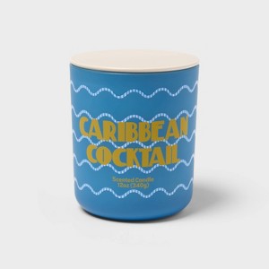 Glass Wave Caribbean Cocktail Jar Candle with Lid 12oz - Room Essentials™ - 1 of 3