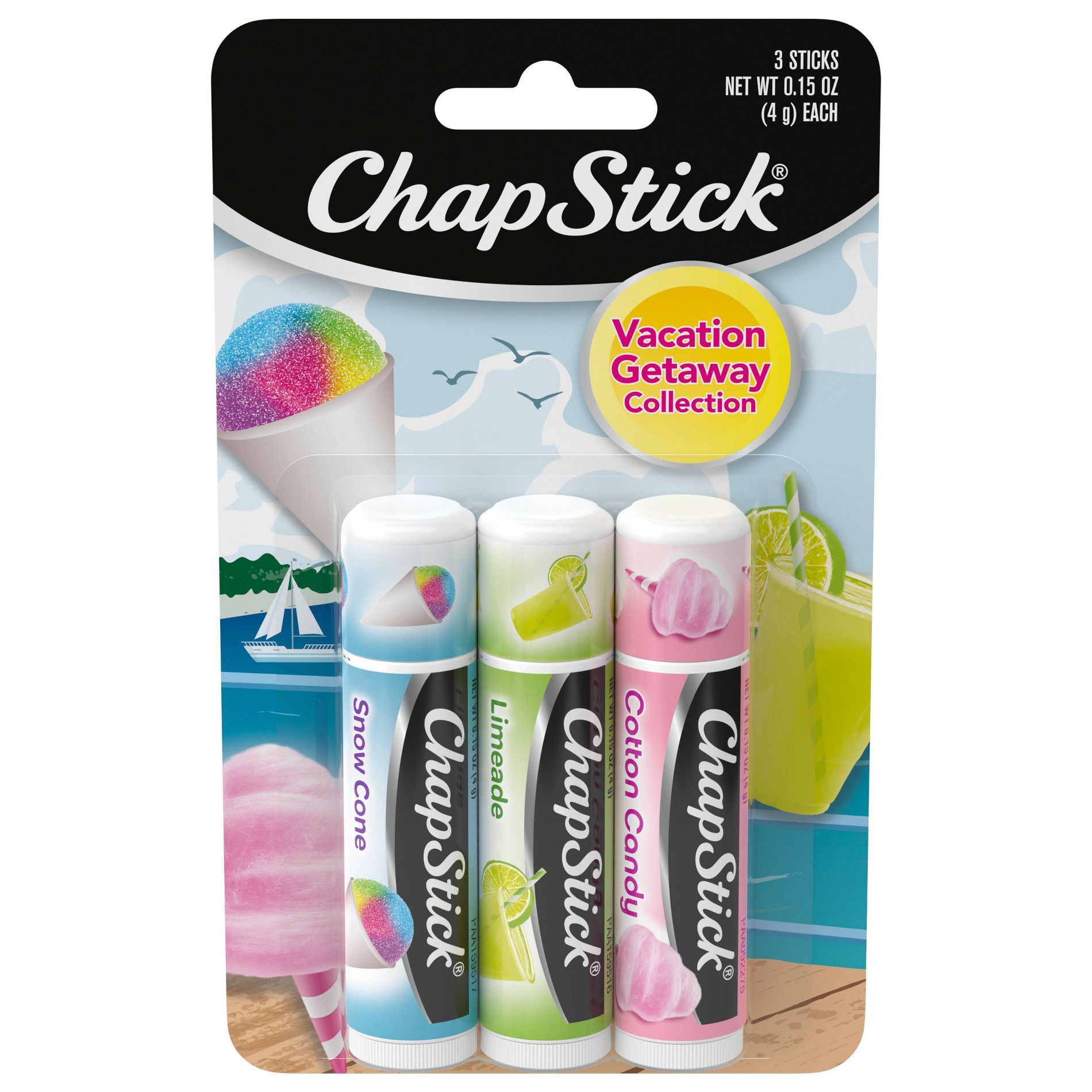Chapstick Vacation Getaway Collection Lip Balms - 0.45oz/3ct