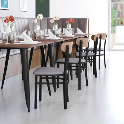 Modern Birchwood Gray Vinyl High-Capacity Dining Chair