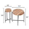 FONTOI End Table Two Piece Cylindrical Coffee and End Table Set Rustic Wood Finish Modern Living Room Furniture, Natural Wood, 31.4"*31.4"*18.9" - 4 of 4