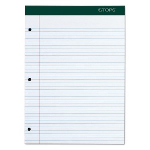 TOPS Double Docket Writing Pad 8 1/2 x 11 3/4 White 100 Sheets 63384 - 1 of 4