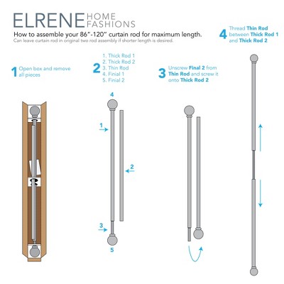 White Faux Wood Adjustable Curtain Rod with Ball Finials
