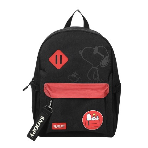 Peanuts Snoopy Line Art 16.5" Adult Black & Red Backpack