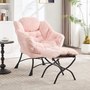 Grungis 27.52''W Accent Chair with Ottoman,Lazy Chair with Side Pocket and Cushion Design,Chair and Ottoman Sets for Bedroom,Reading Room - 1 of 4