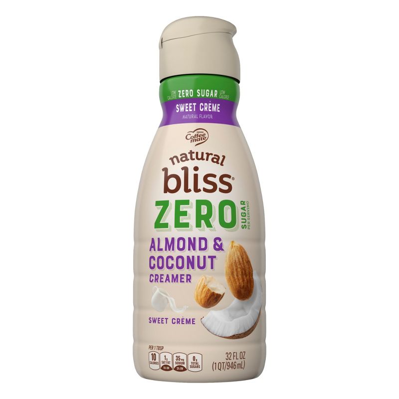 Coffee mate Natural Bliss Zero Sugar Almond &#38; Coconut Milk Sweet Creme Coffee Creamer - 32oz, 1 of 11