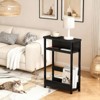 EcoSummer Narrow Side Table with Storage Shelf, 3-Tier End Table with Magazine Holder, Skinny Bedside Tables Nightstand with Magazine Rack Black - 4 of 4