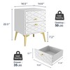 Resenkos 2Pcs Nightstand, 2 Drawer Dresser for Bedroom, Small Side Table, Bedside Furniture, Night Stand, End Table with Gold Handle, White - 3 of 4