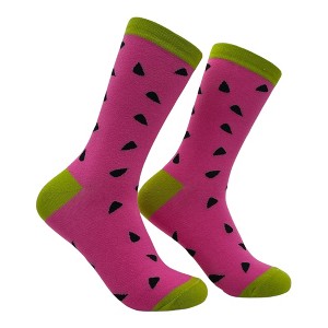 Crazy Dog Women's Watermelon Socks Funny Sarcastic Fruit Graphic Novelty Footwear for Ladies - 1 of 4