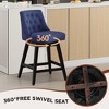 Beautyolove 29 in. Blue Fabric Upholstered Bar Height Swivel Bar Stool with Solid Wood Frame (Set of 2) - 3 of 4