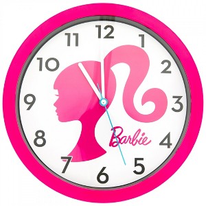 Barbie Silhouette Logo Bright Pink 10" Wall Clock - 1 of 2