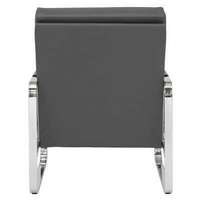 Smoke Gray Leather and Chrome Accent Chair