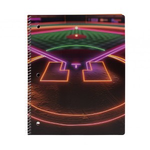 Continental Accessory Neon Lights Baseball Field Subject Notebook 80ct Wide Ruled, School Supplies - 1 of 3