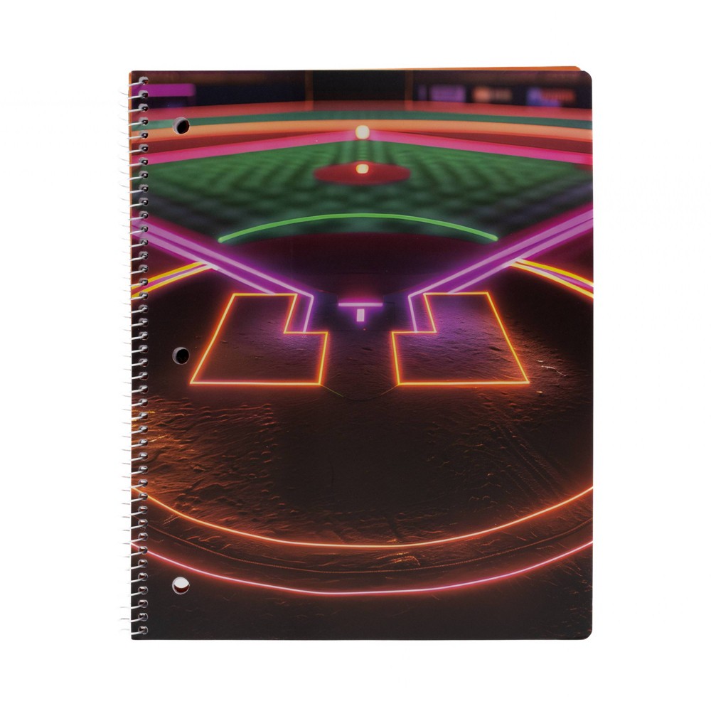 Continental Accessory Neon Lights Baseball Field Subject Notebook 80ct Wide Ruled, School Supplies