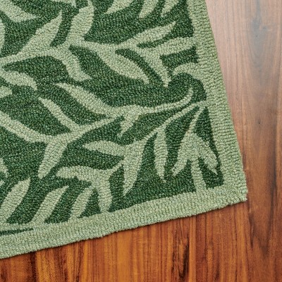 Handmade Green Floral Wool Tufted Rectangular Area Rug 5' x 8'