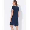 cheibear Women's Soft V-Neck Summer Pajama Lounge Dress with Pockets Nightgowns - 4 of 4