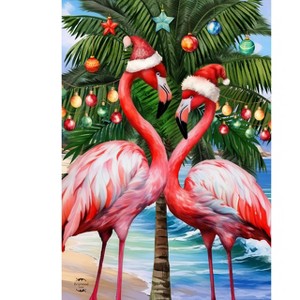 Briarwood Lane Christmas House Flag 40x28 For Outdoor Festive Flamingos For Christmas House Flag - 1 of 4