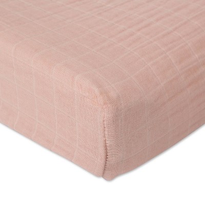 Image of Little Unicorn Cotton Muslin Changing Pad Cover - Rose Petal