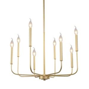 LNC Concise 8-Light 26" Modern Candle Large Chandelier,Gold - 1 of 4