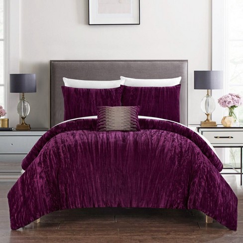 Chic Home Giuliana 5 Piece Comforter Set Crinkle Crushed Velvet Bedding
