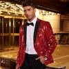 COOFANDY Mens Sequin Blazer Tuxedo Party Prom Wedding Tuxedo One Button Jacket Red L - 2 of 4