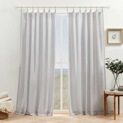 Exclusive Home Bari Light Filtering Spiral Loop Tab Top Curtain Panels, 54"x84", Silver, Set of 2