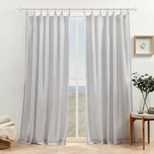 Exclusive Home Bari Light Filtering Spiral Loop Tab Top Curtain Panels, 54"x84", Silver, Set of 2 - 1 of 2