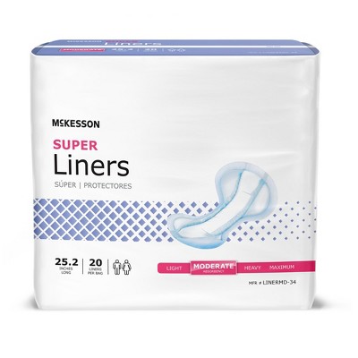 McKesson Super Incontinence Liner Moderate Absorbency 25-1/5 Inch Length
