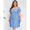 LXT- Women's Plus Size Square Neck Ruffle Sleeve Flowy Floral Summer Midi Dress with Pockets - 2 of 4