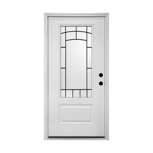 MAYEERTY Smooth Fiberglass Entry Door Classic style for Home's Front Entrance, Left Hand Inswing, White - 1 of 4