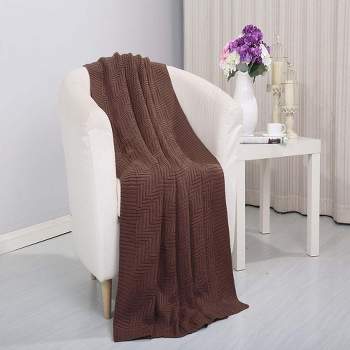Pietra Luxury Acrylic Cozy Throw Blanket 50" x 60" Chocolate by Plazatex