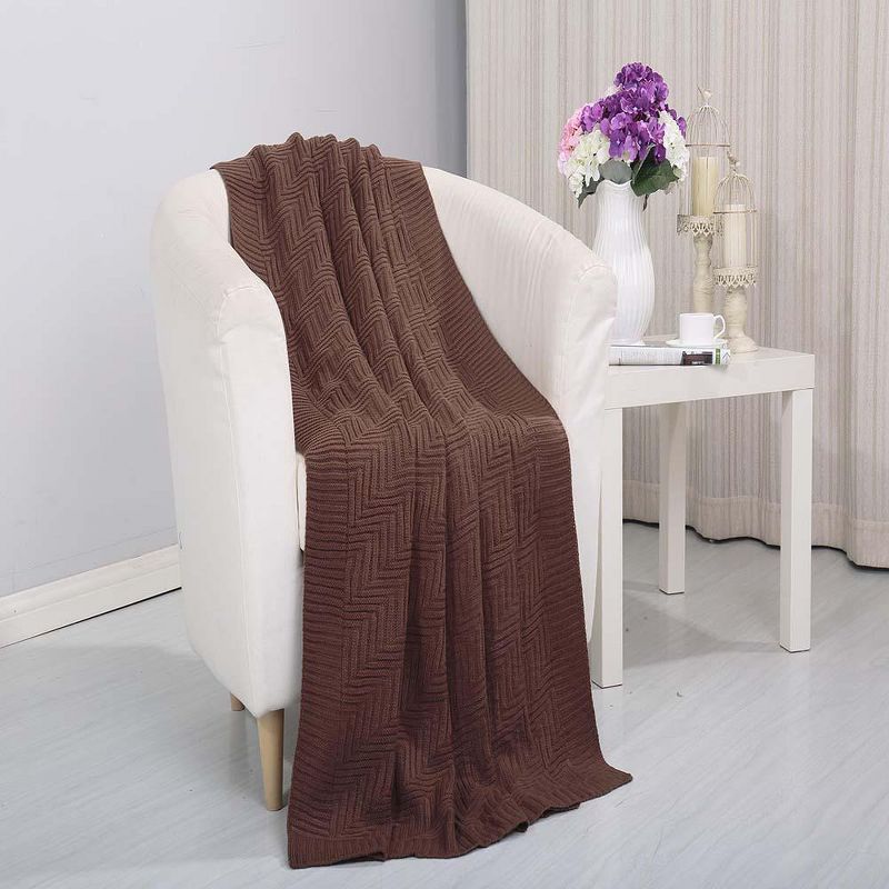 Pietra Luxury Acrylic Cozy Throw Blanket 50" x 60" Chocolate by Plazatex, 1 of 5