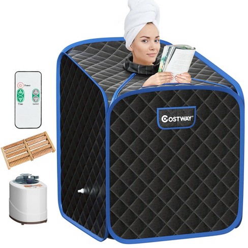 Portable Black Full Size Steam Sauna Tent Personal Home Spa, With