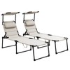 Maggift Patio Chaise Lounges Set of 2, Portable Foldable Lounge Chair, Adjustable Angle Multifunctional Patio Lounge Chair,White, 78.75"*27.5"*17.75" - 2 of 4