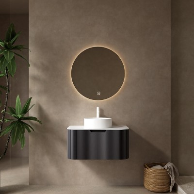 Wall Cabinet,Round Ceramic Basin Bathroom Storage Cabinet Without Faucet,Bathroom Wall-Mounted Cabinet With Drawer-Cuddlewood