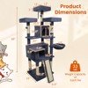 Costway 65” Tall Multi-level Cat Tree with 3 Upholstered Top Perch 2 Cat Condos Cat Basket Beige/Light Gray/Dark Gray/Pink - 3 of 4