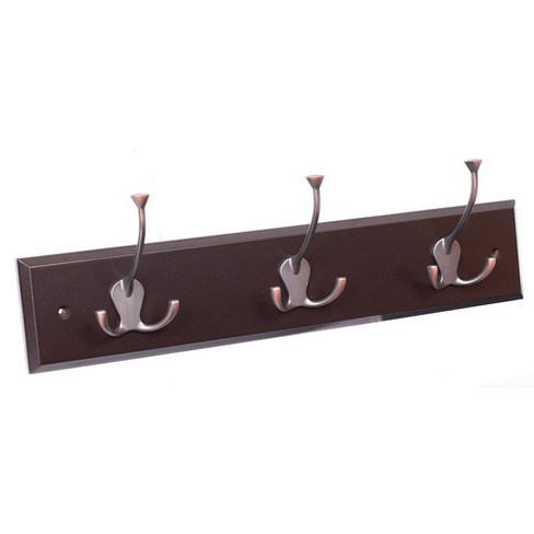 Birdrock Home Tri Hook Coat Rack - 3 Hooks - Wall Mount Hat Rack - Brown  Finish - Bronze Hooks : Target