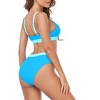 Women's Swimwear Color Block High Waisted Bikini Set Scoop Neck Swim Suit - 3 of 3