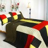 Slickblue Full/Queen, Handmade Patchwork Quilt Set with Shams, 100% TC Fabric, Vermicelli Quilted, 3 Piece - 2 of 4