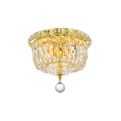 Gold Crystal 4-Light Flush Mount Ceiling Fixture