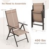 Costway 2 PCS Patio Folding Dining Chair with 7-Level Adjustable High Backrest for Garden Brown/Black - 4 of 4