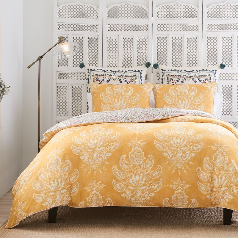 Landour Reversible Percale Cotton Comforter Set Yellow - Heirlooms of India, 4 of 7