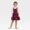 Toddler Girls' Corduroy Long Sleeve Floral Skirtall - Cat & Jack™ Burgundy - 3 of 3