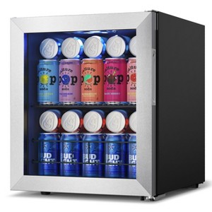 Ca'Lefort 62-65 Can Beverage Refrigerator, Freestanding Mini Beverage Cooler with Glass Door and Adjustable Removable Shelves for Drinks,1.62 Cu.ft. - 1 of 4