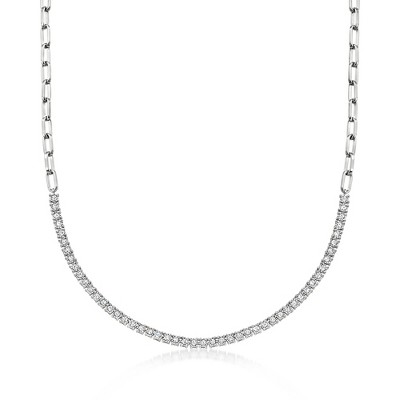 Ross-Simons 1.00 ct. t.w. Diamond Paper Clip Link Tennis Necklace in Sterling Silver Size 18