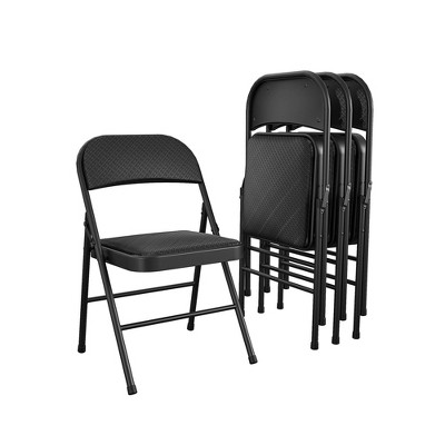 Set of 4 Double Braced Fabric Padded Seat & Back Folding Chair Black - Room & Joy