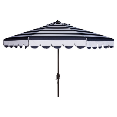 Maui Single Scallop Striped 9 Crank Auto Tilt Umbrella Navy White Safavieh Target