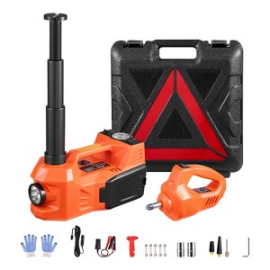 VEVOR Electric Car Jack, 5 Tons /11000 lbs, Electric Scissor Jack with Built-In Inflator, 12V Tire Change Replacement, Orange - 1 of 4